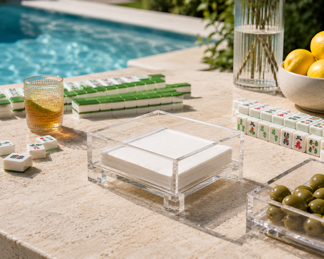 Clear Acrylic Cocktail Napkin Holder, Cube Feet - view 05