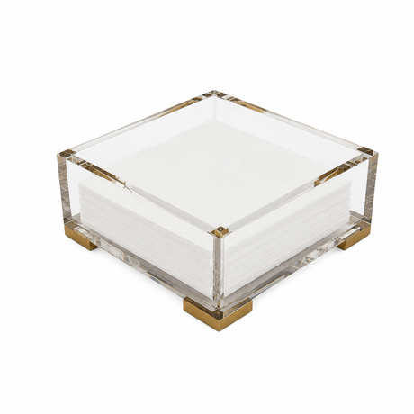 Maven Home Brass Corners clear acrylic cocktail napkin holder alternate view