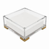 Clear Acrylic Cocktail Napkin Holder, Brass Corners - view 04