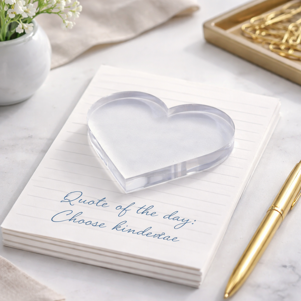 Maven Home Clear Heart acrylic napkin weight