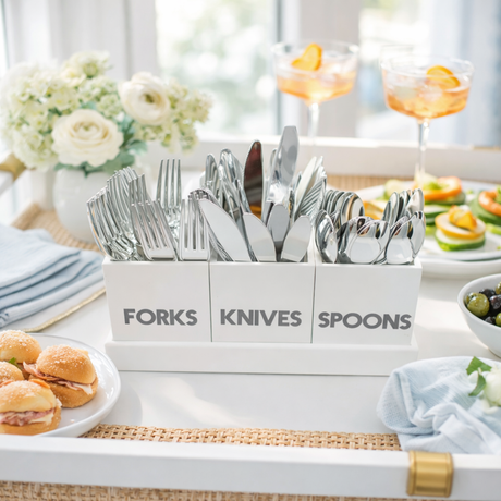 Modern Acrylic Flatware Caddy, White