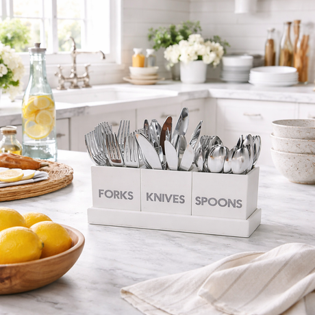 Modern Acrylic Flatware Caddy, White - alternate view