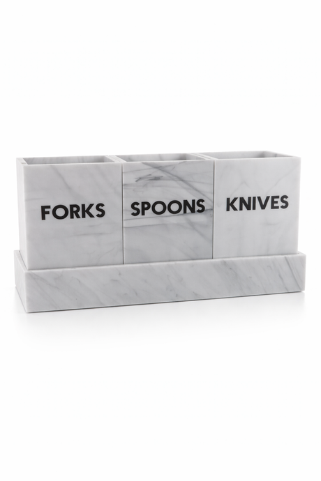 Modern Acrylic Flatware Caddy, Marble - view 04