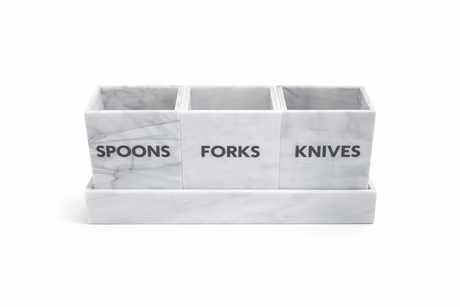 Modern Acrylic Flatware Caddy, Marble - view 05