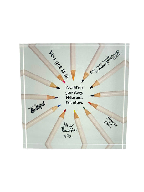 Acrylic Desk Weight Decor, Life Story - alternate view