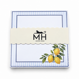 Dolce Vita notepad in its MH band with a blue stripe border and a lemon branch