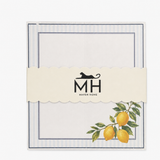 Dolce Vita lemon notepad refill with blue stripe border in its scalloped band