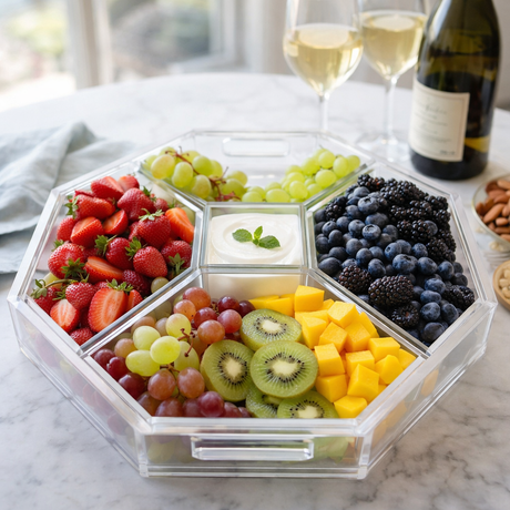 6-Piece Acrylic Entertaining Tray, Clear and White — Maven Home