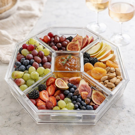 6-Piece Acrylic Entertaining Tray, Clear and White — Maven Home