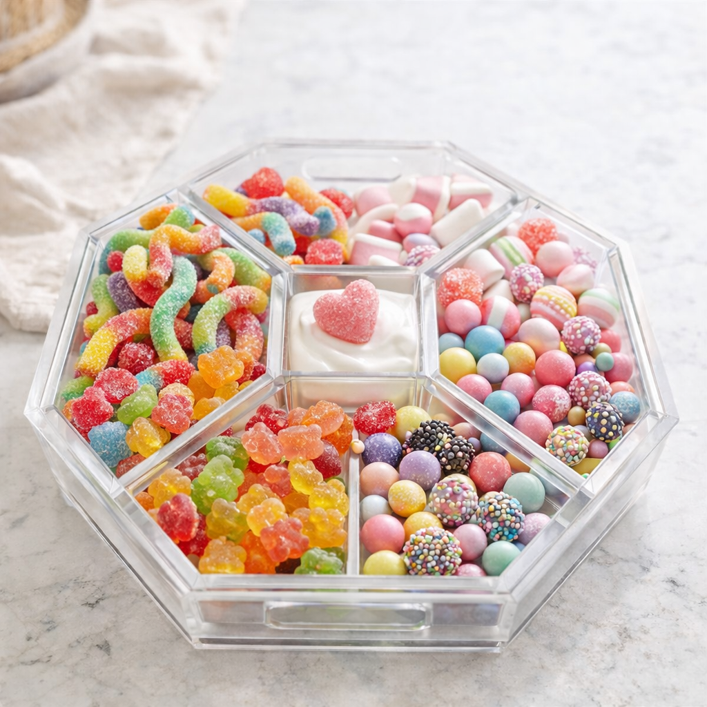 6-Piece Acrylic Entertaining Tray, Clear and White — Maven Home