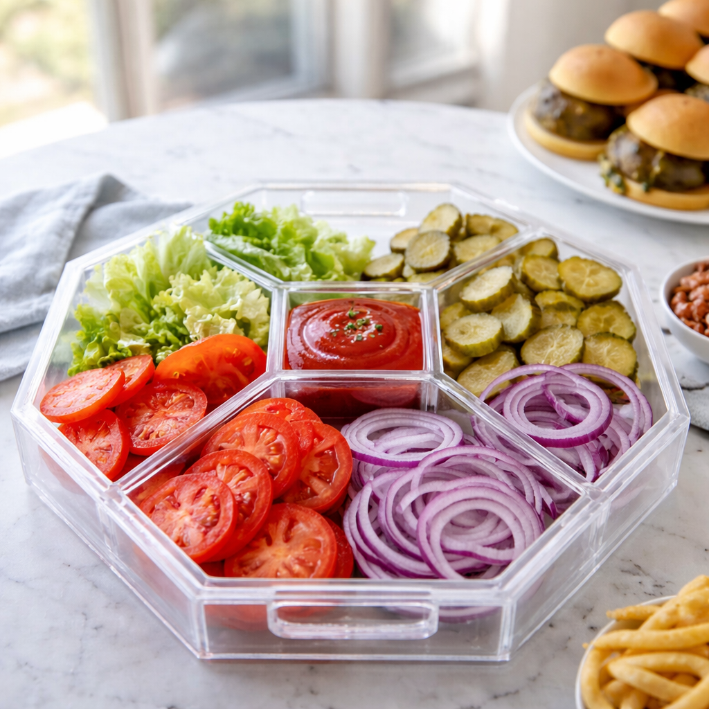 6-Piece Acrylic Entertaining Tray, Clear and White — Maven Home