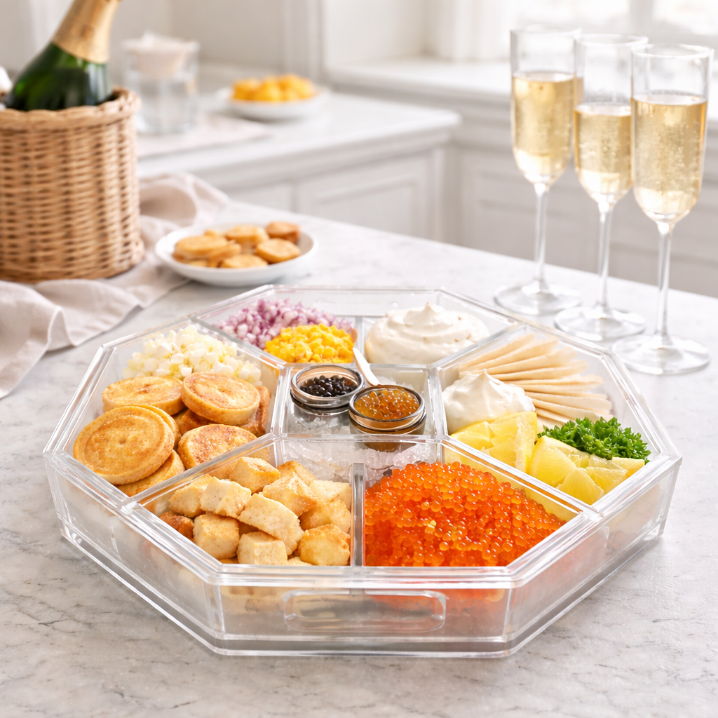 6-Piece Acrylic Entertaining Tray, Clear and White — Maven Home