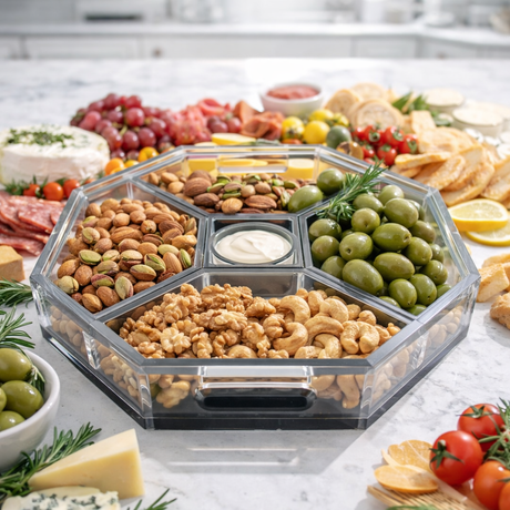 Maven Home Clear and Black acrylic entertaining tray detail