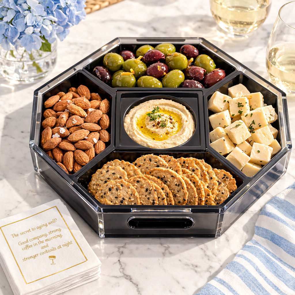 Maven Home 6-Piece Acrylic Entertaining Tray, Clear and Black - view 05