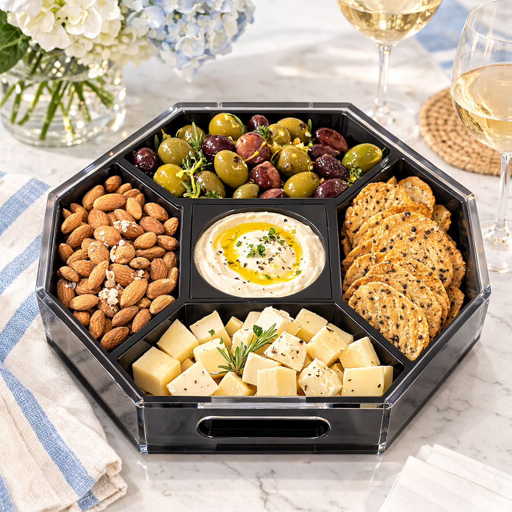 Maven Home 6-Piece Acrylic Entertaining Tray, Clear and Black - view 06