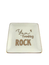 Porcelain Trinket Dish, Freaking Rock, Gold Rim - alternate view