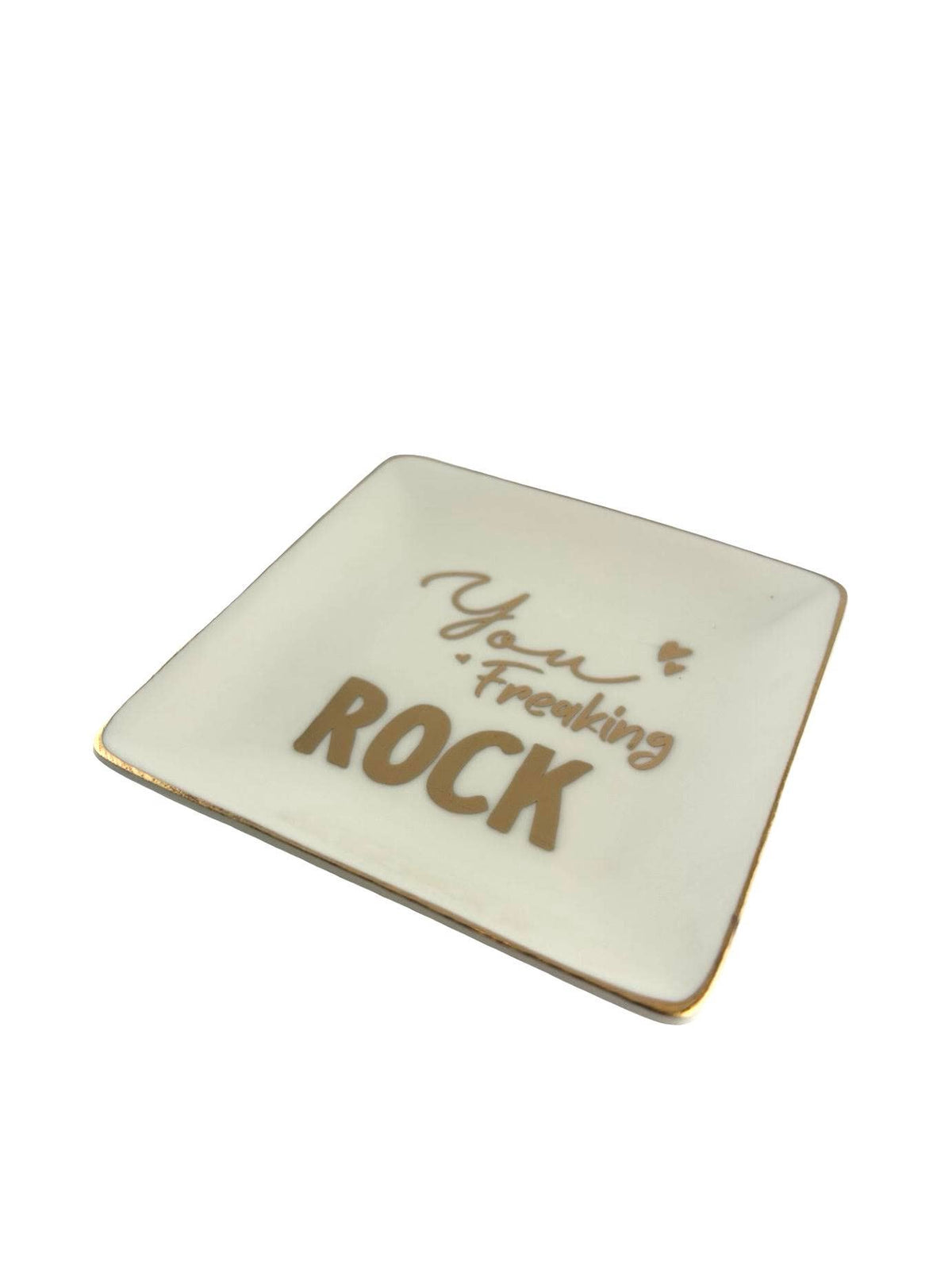 Porcelain Trinket Dish, Freaking Rock, Gold Rim - view 04