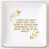 Porcelain Trinket Dish, Wonderful Life, Gold Rim - alternate view