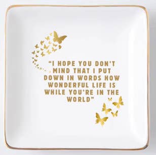 Porcelain Trinket Dish, Wonderful Life, Gold Rim - alternate view