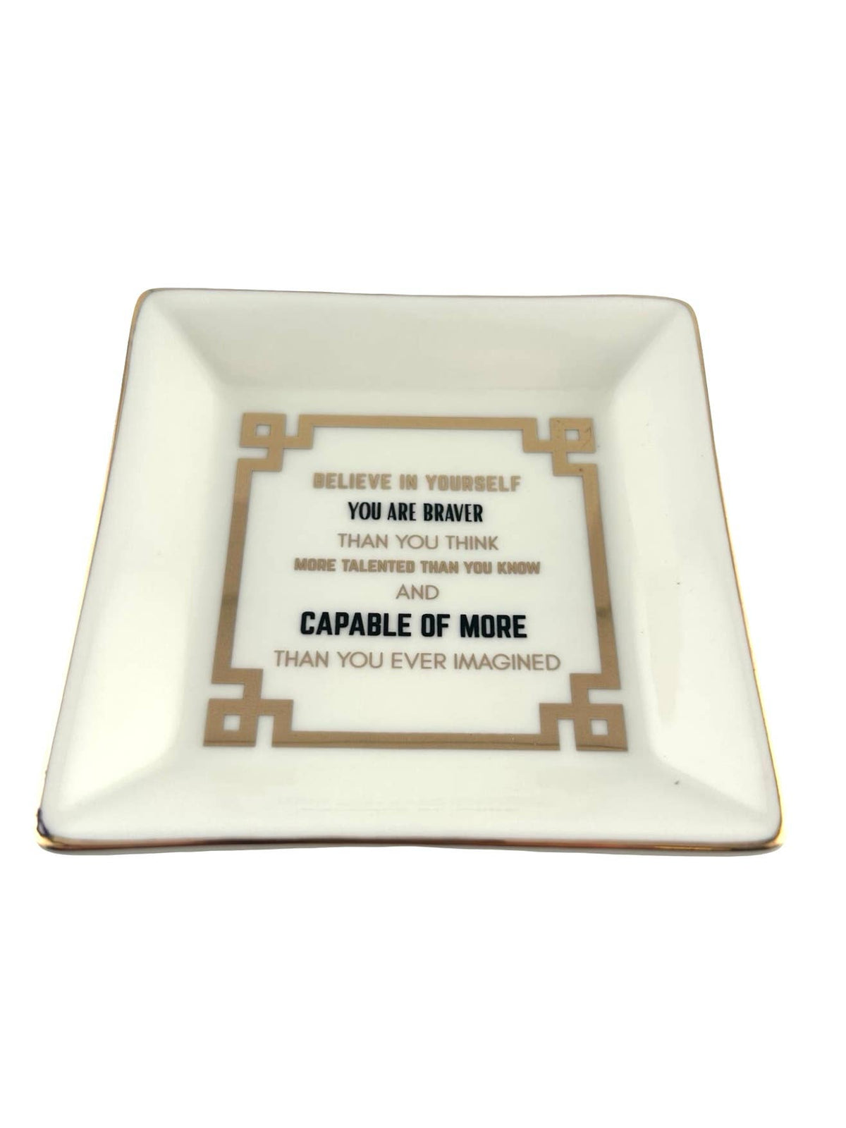 Porcelain Trinket Dish, Believe in Yourself, Gold Rim - alternate view