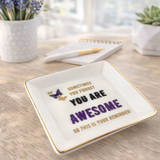 Porcelain Trinket Dish, You Are Awesome, Gold Rim