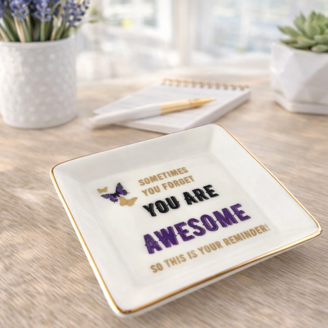 Porcelain Trinket Dish, You Are Awesome, Gold Rim