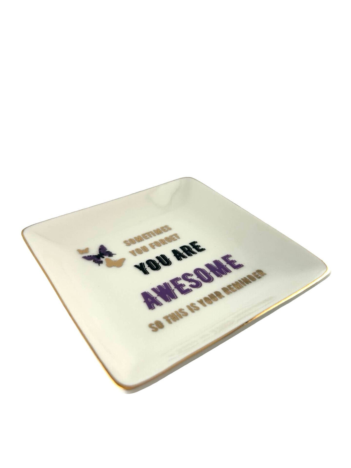 Porcelain Trinket Dish, You Are Awesome, Gold Rim - view 03