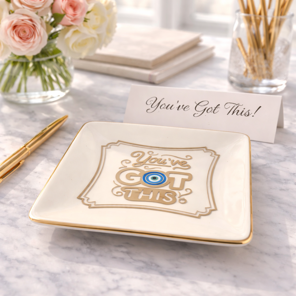 Porcelain Trinket Dish, You've Got This, Gold Rim
