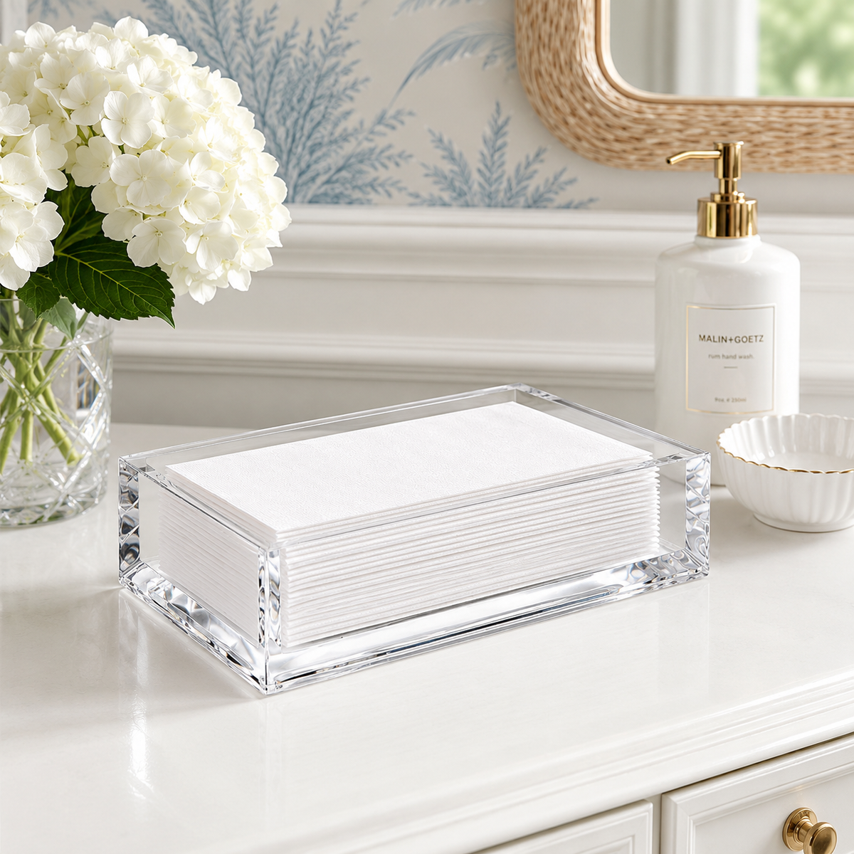 Clear acrylic guest towel napkin holder