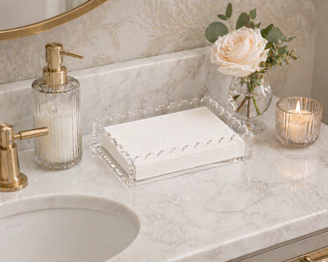 Maven Home scalloped acrylic guest towel napkin holder