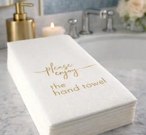 Linen-Feel Guest Towel Napkins, Please Enjoy the Hand Towel