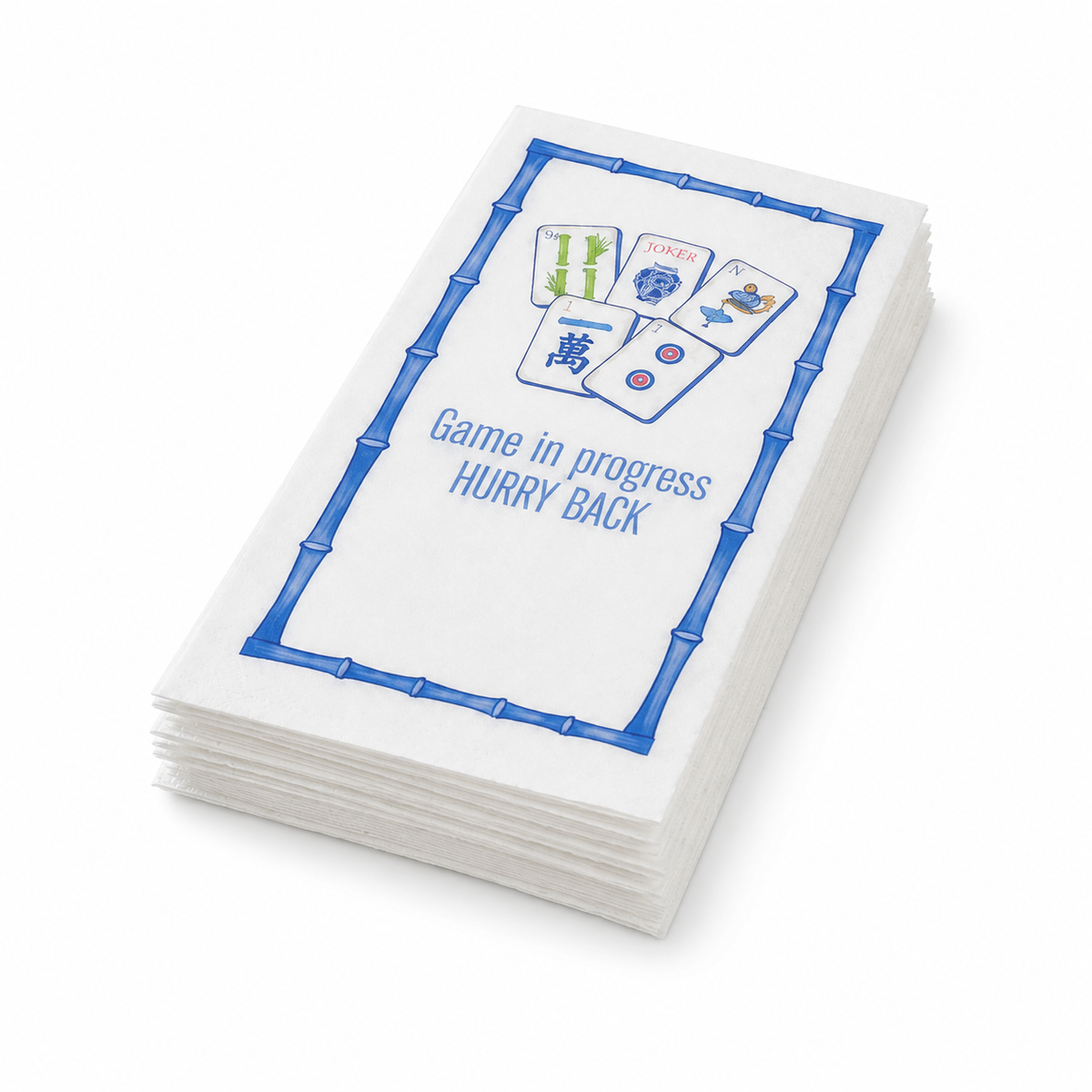 Linen-Feel Guest Towel Napkins, Mahjong Game in Progress, Hurry Back, alternate photo