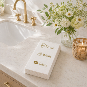 Linen-Feel Guest Towel Napkins, Flush, Wash, Gloss
