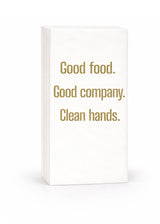 Linen-Feel Guest Towel Napkins, Good Food, Good Company, Clean Hands - alternate view