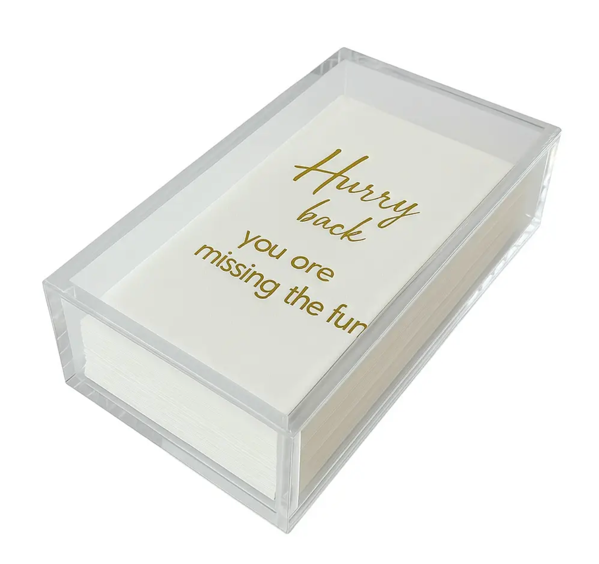 Maven Home Linen-Feel Guest Towel Napkins, Hurry Back, You're Missing the Fun - view 03