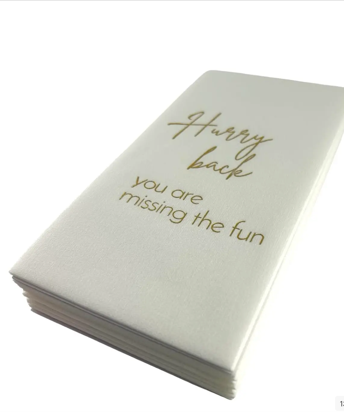 Maven Home Linen-Feel Guest Towel Napkins, Hurry Back, You're Missing the Fun - view 05