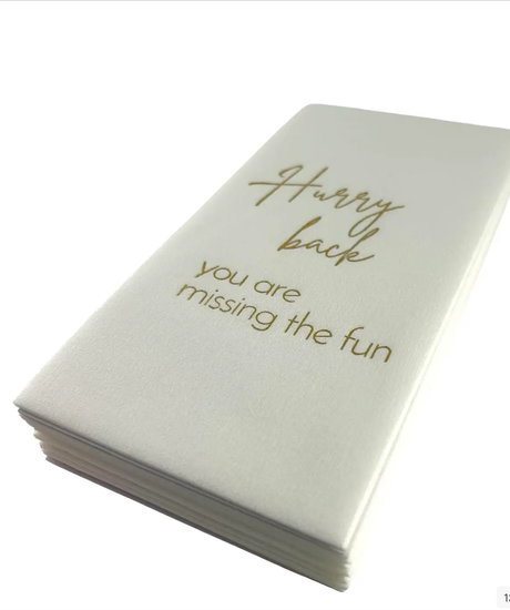 Maven Home Linen-Feel Guest Towel Napkins, Hurry Back, You're Missing the Fun - view 05