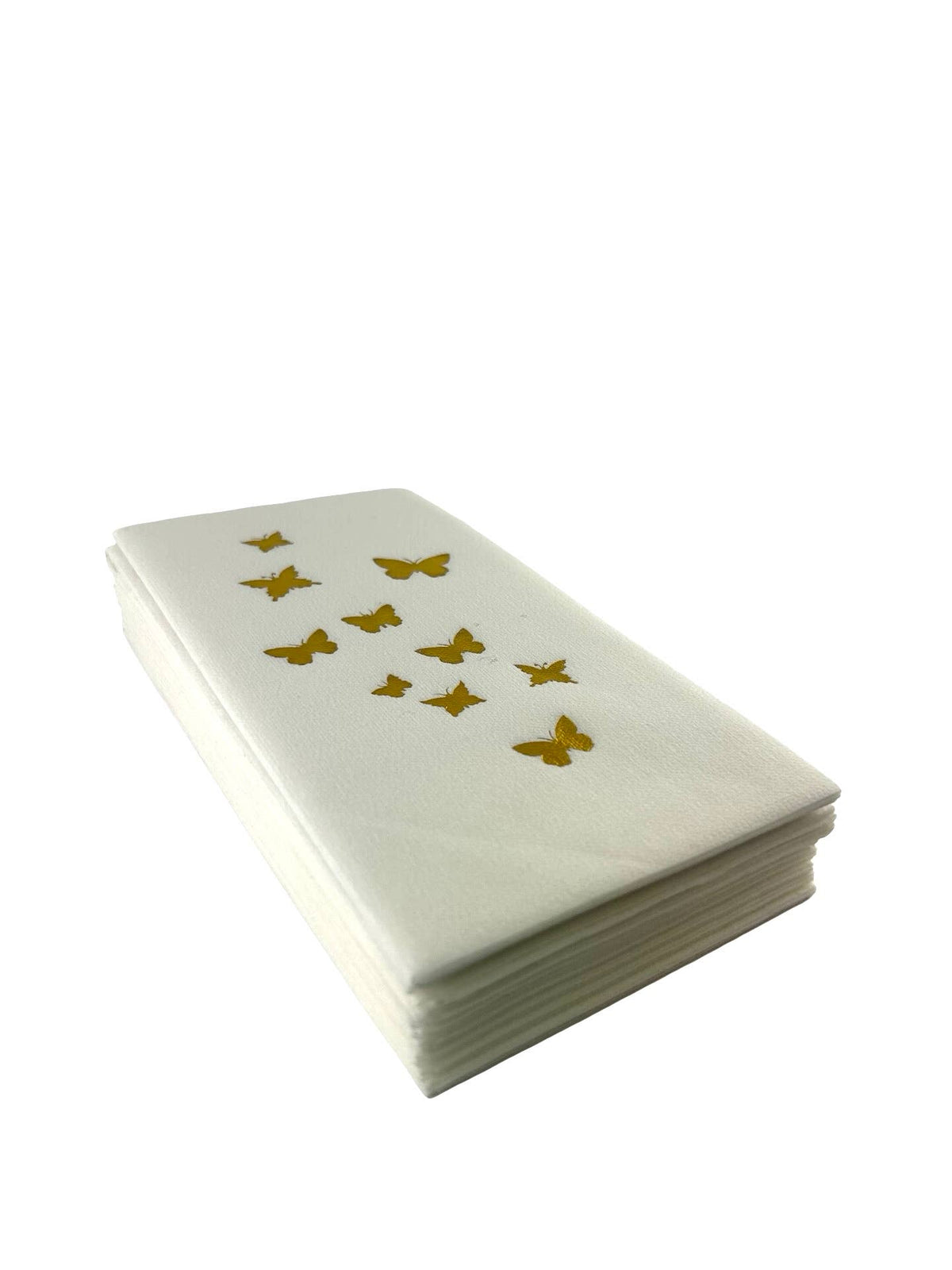 Linen-Feel Guest Towel Napkins, Gold Butterflies - alternate view