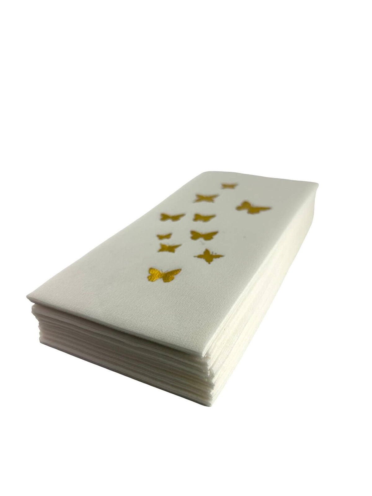 Linen-Feel Guest Towel Napkins, Gold Butterflies, alternate photo