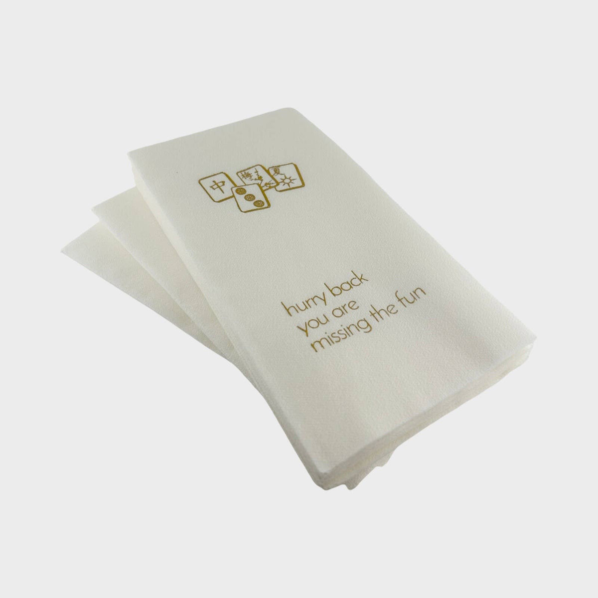 Linen-Feel Guest Towel Napkins, Hurry Back, You're Missing the Fun - Mahjong - alternate view