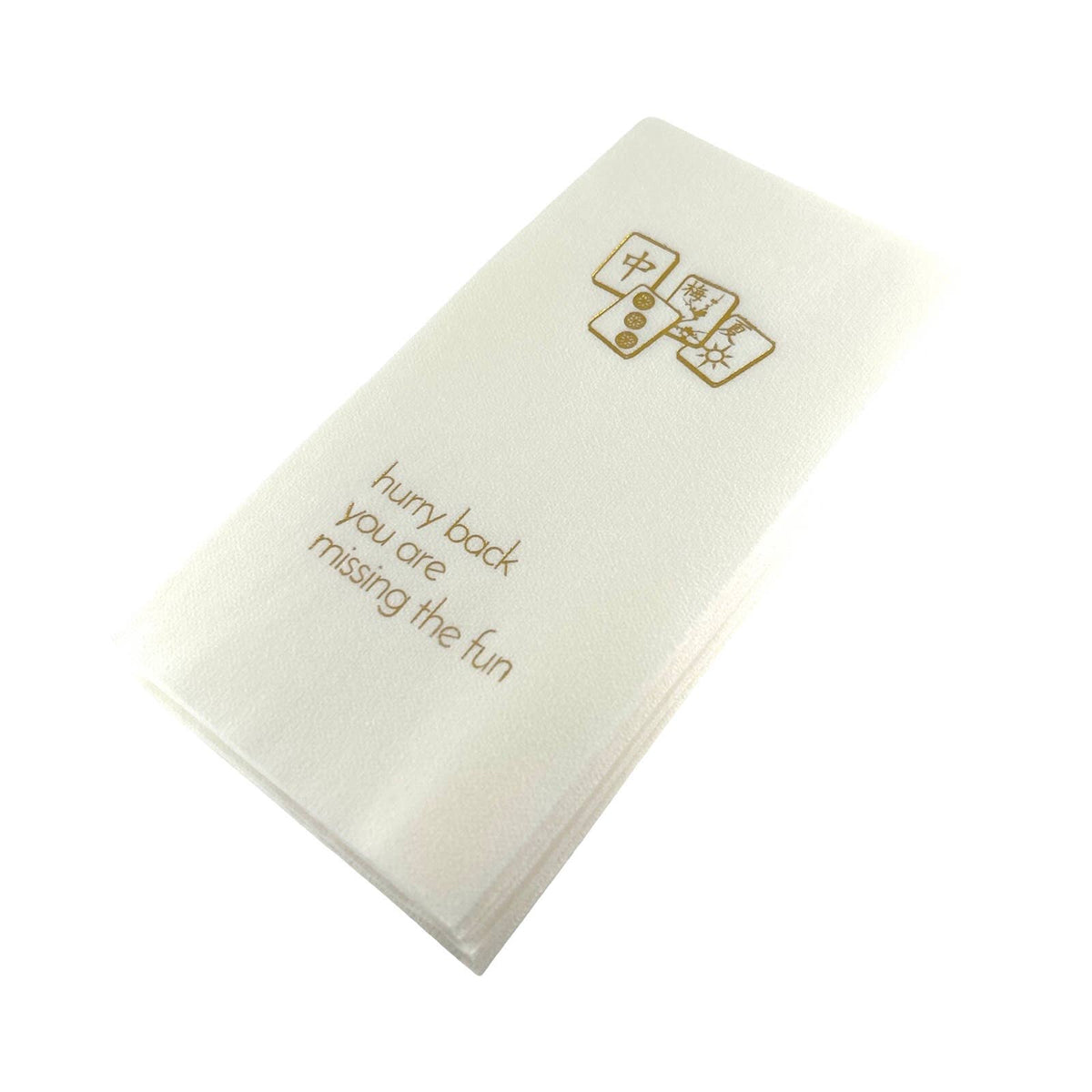Linen-Feel Guest Towel Napkins, Hurry Back, You're Missing the Fun - Mahjong, alternate photo