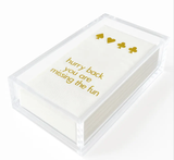 Linen-Feel Guest Towel Napkins, Hurry Back, You're Missing the Fun - Card Game - alternate view