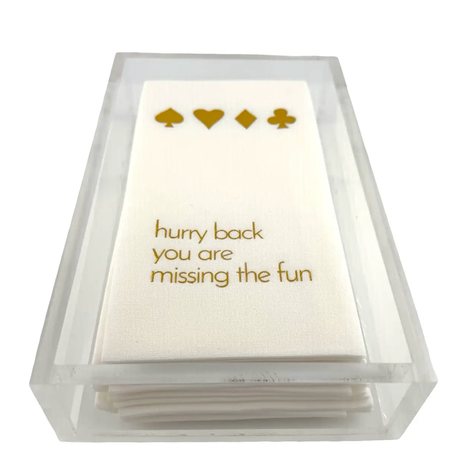 Maven Home Linen-Feel Guest Towel Napkins, Hurry Back, You're Missing the Fun - Card Game - view 03
