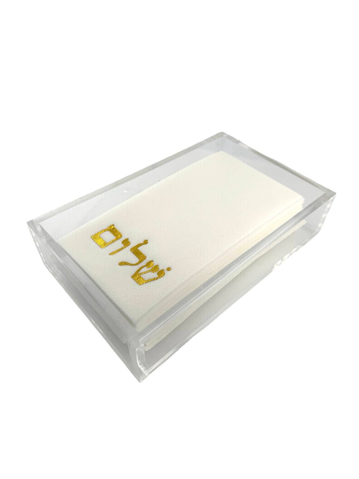 Maven Home Linen-Feel Guest Towel Napkins, Gold Hebrew Shalom - view 05