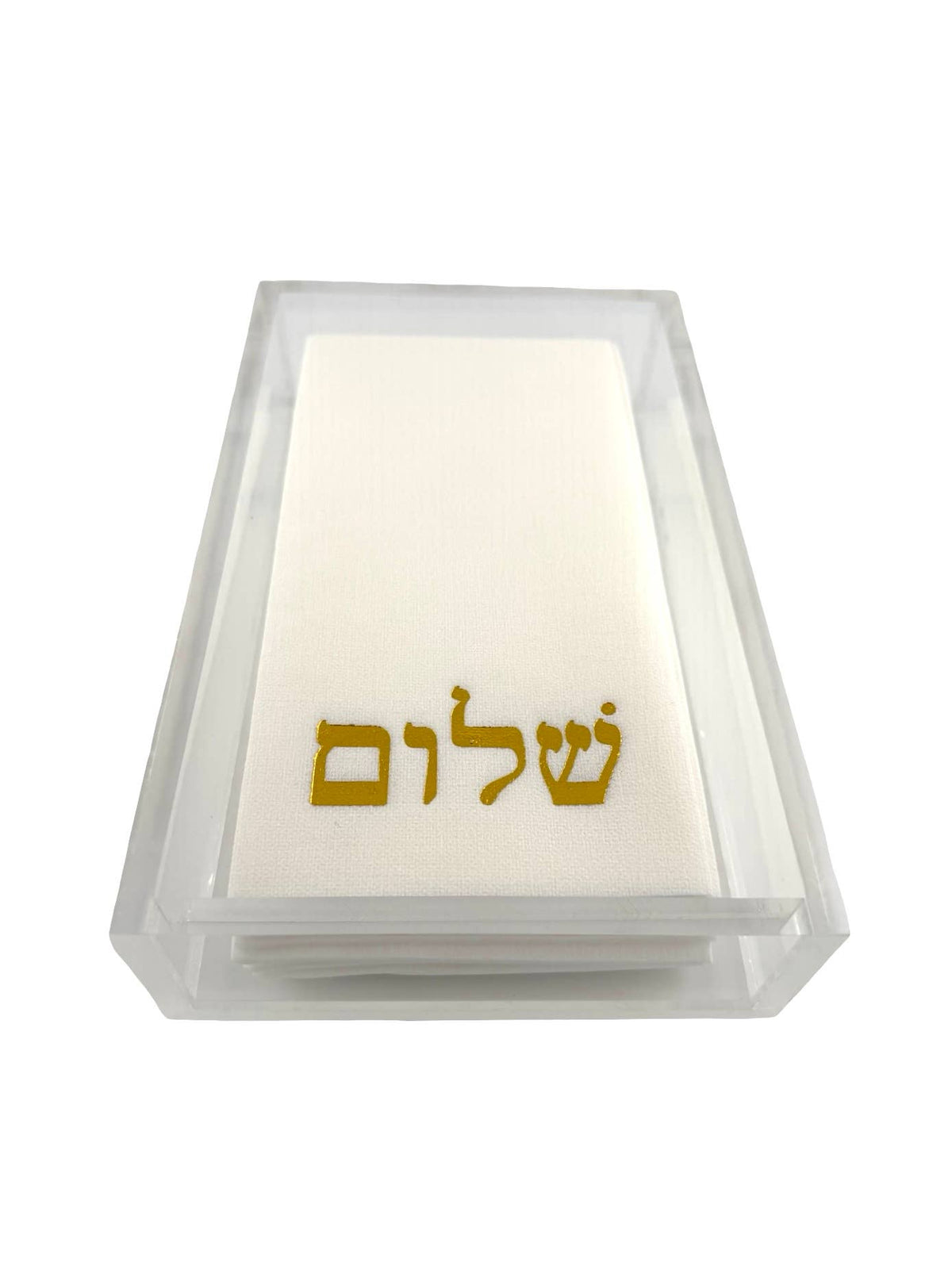 Maven Home Linen-Feel Guest Towel Napkins, Gold Hebrew Shalom - view 06