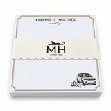 Keeping It Together, Mostly notepad in its MH band with a gold border and a white SUV