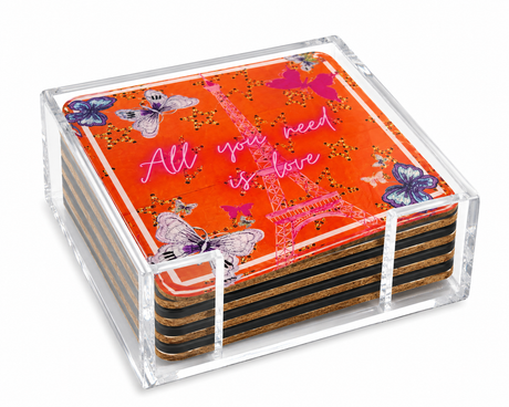 Love Acrylic Coasters, All You Need with Holder