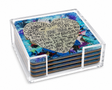 Love Acrylic Coasters, Blue Heart with Holder