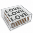 Love Acrylic Coasters, Triple Love with Holder