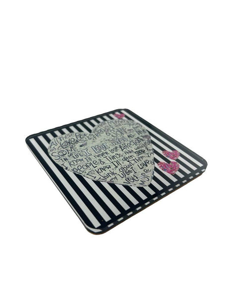 Love Acrylic Coasters, Stripe Heart with Holder - view 06
